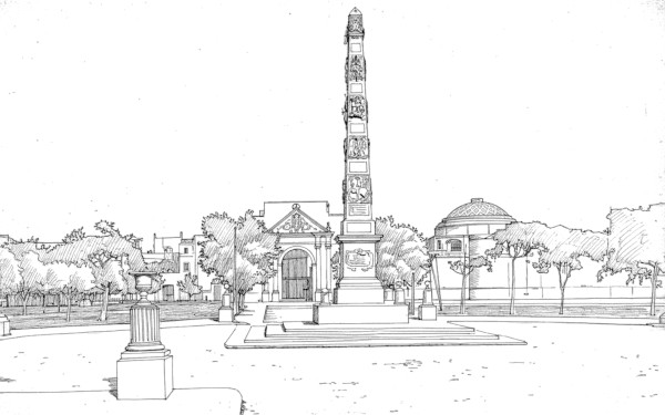 Obelisco e Porta Napoli in un disegno